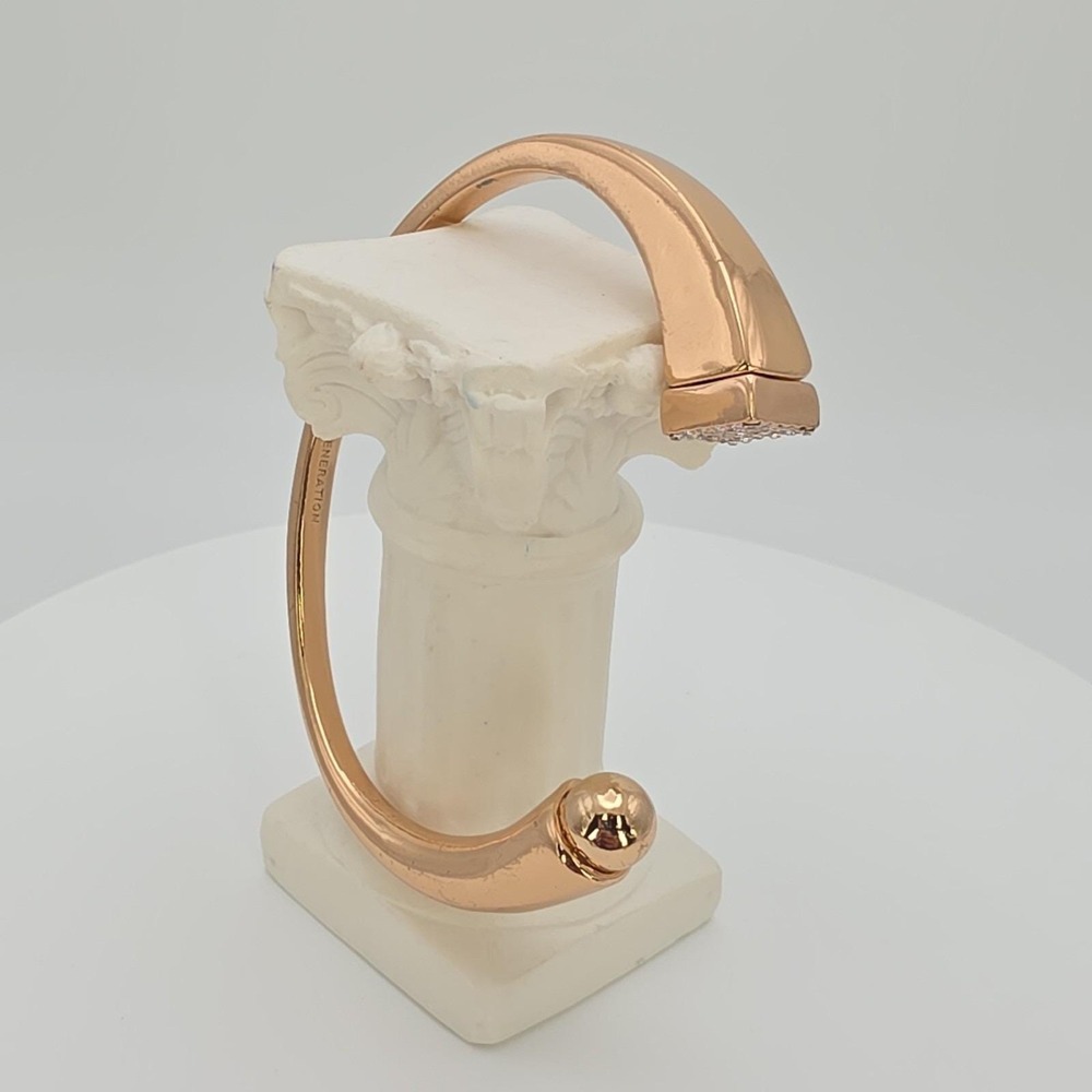Designer BCBGeneration Cuff Bracelet Pavé Crystal Accents‎ Rose Gold Tone 6.75"